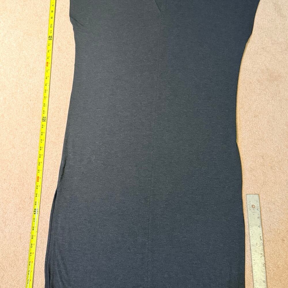 Vince Charcoal Grey V-Neck Sleeveless Midi Dress Side Slit XL Minimalist $195